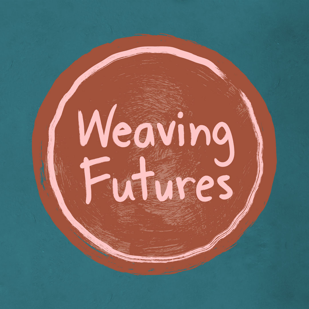 Weaving Futures logo on painted background